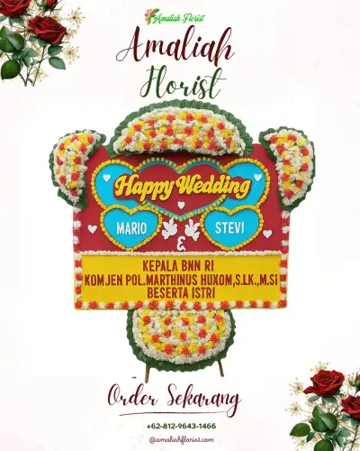 Karangan Papan Bunga Pernikahan di Penggarit